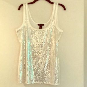 White House Black Market silver sequin tank